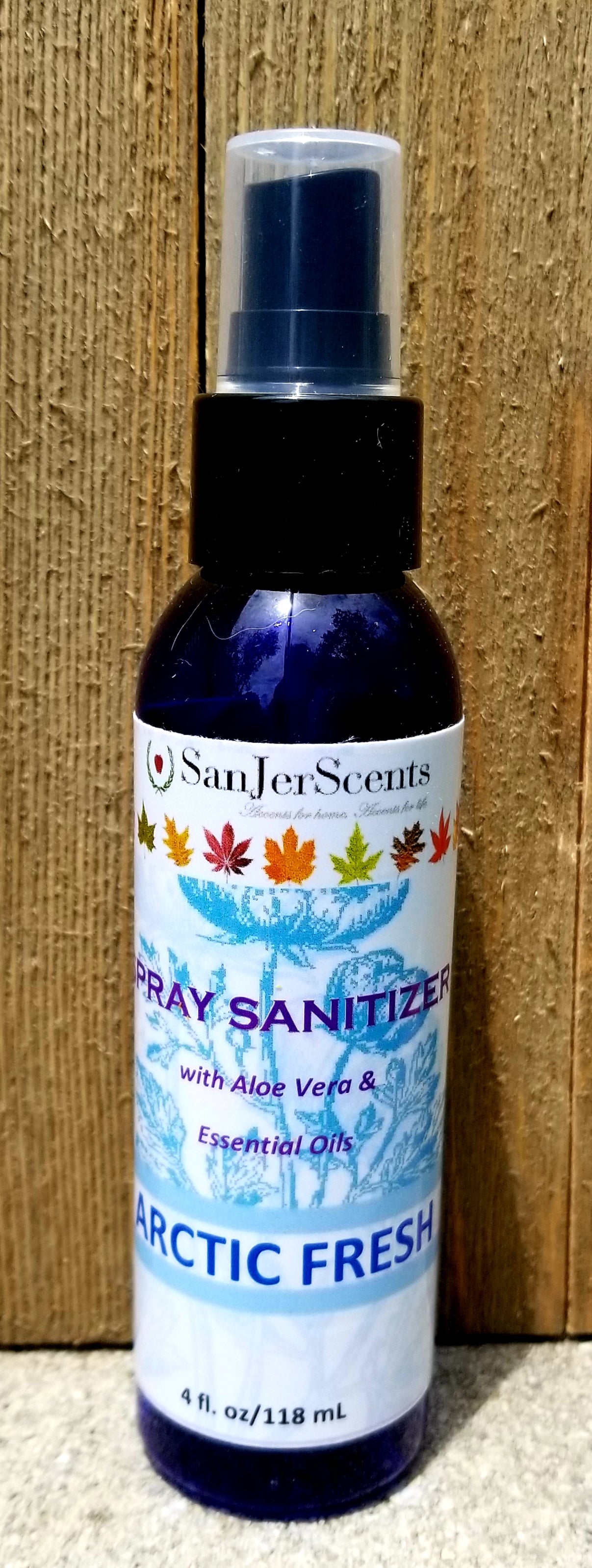 4 oz sanitizer spray bottle in Arctic Fresh scent